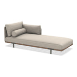 Ethimo Baia Daybed Méridienne gauche/droite avec coussins Alu Mud Grey + Teak Maiorca Gauche