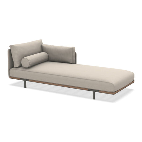 Ethimo Baia Daybed Méridienne gauche/droite avec coussins Alu Mud Grey + Teak Maiorca Gauche