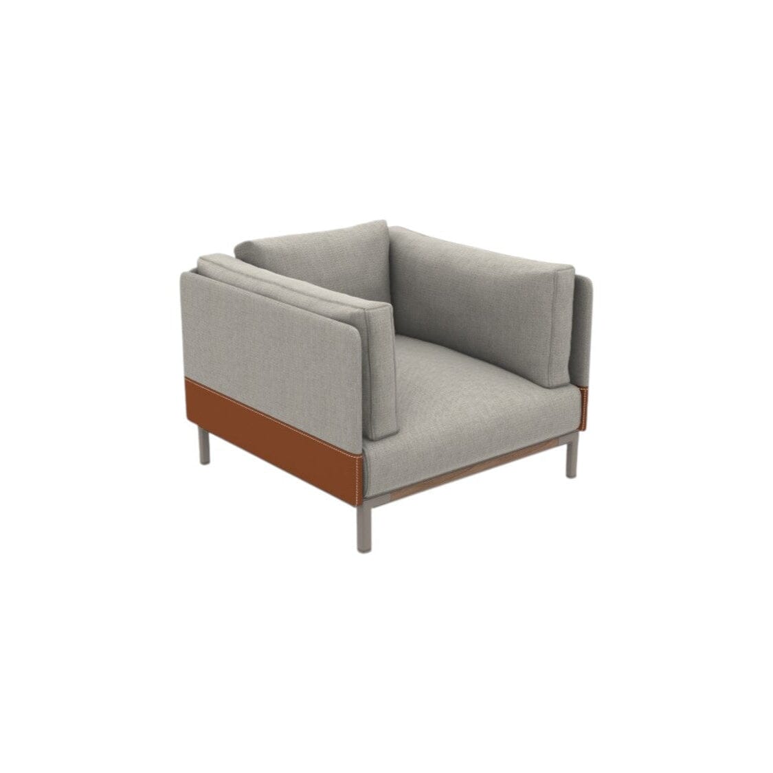 Ethimo Baia Fauteuil Club Lounge Alu Silver + Teak Linen / Faux Leather 