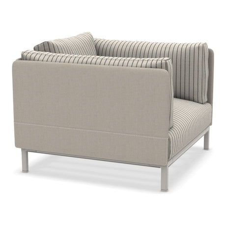 Ethimo Baia Fauteuil Club Lounge avec coussins Alu Limestone White Navy / Maiorca 
