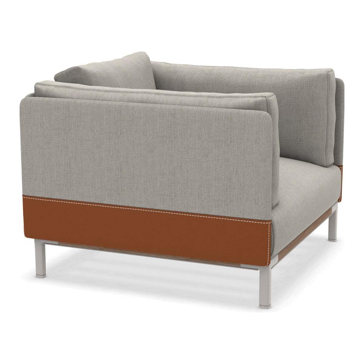 Ethimo Baia Fauteuil Club Lounge avec coussins Alu Limestone White + Teak Linen / Faux Leather 