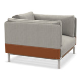 Ethimo Baia Fauteuil Club Lounge avec coussins Alu Limestone White + Teak Linen / Faux Leather 