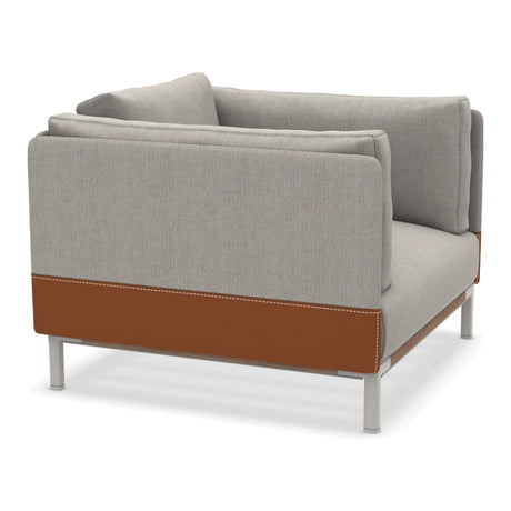 Ethimo Baia Fauteuil Club Lounge avec coussins Alu Limestone White + Teak Linen / Faux Leather 