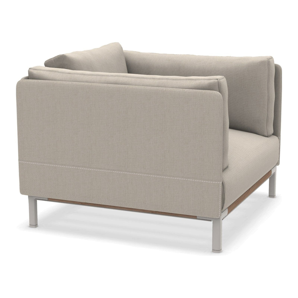 Ethimo Baia Fauteuil Club Lounge avec coussins Alu Limestone White + Teak Maiorca 