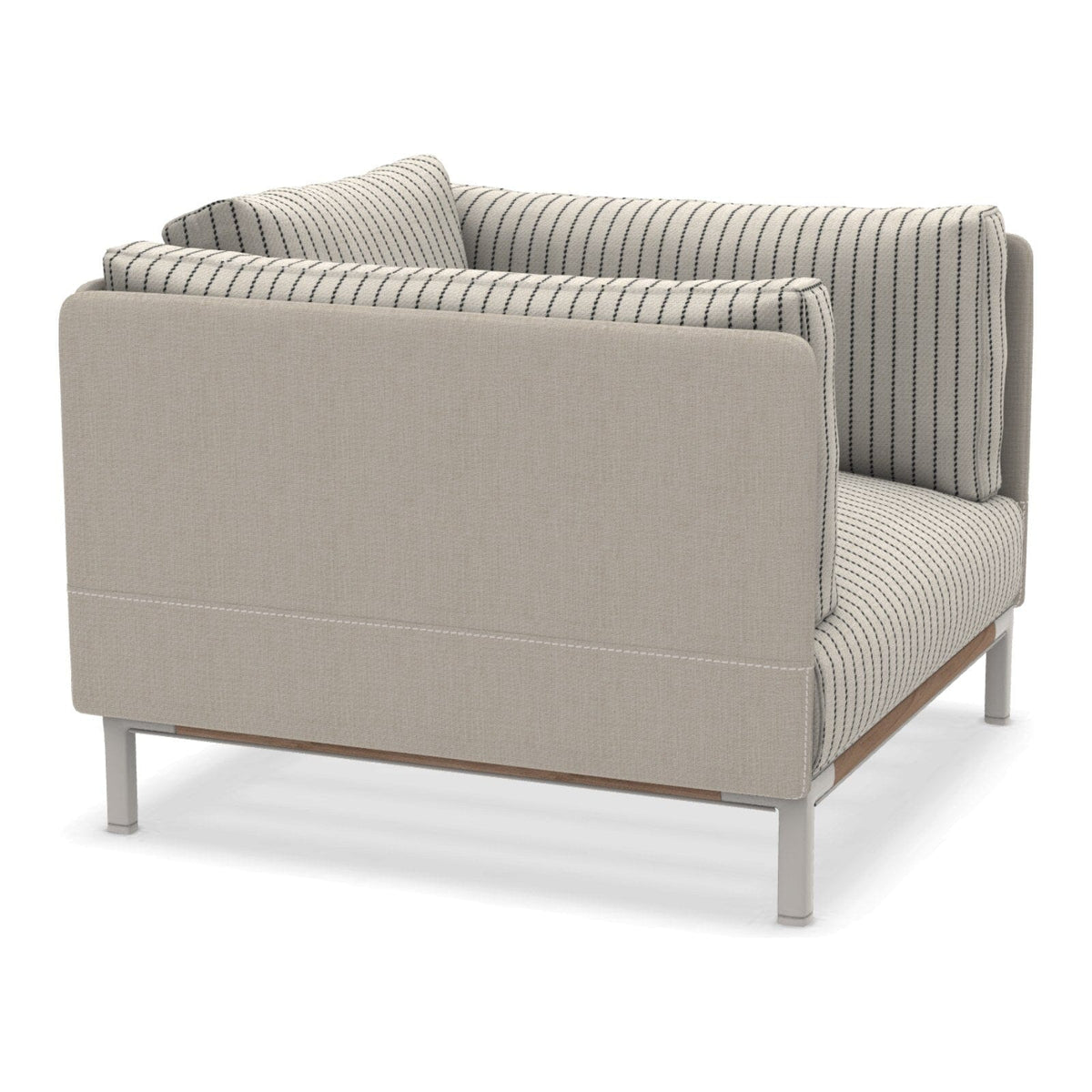 Ethimo Baia Fauteuil Club Lounge avec coussins Alu Limestone White + Teak Navy / Maiorca 