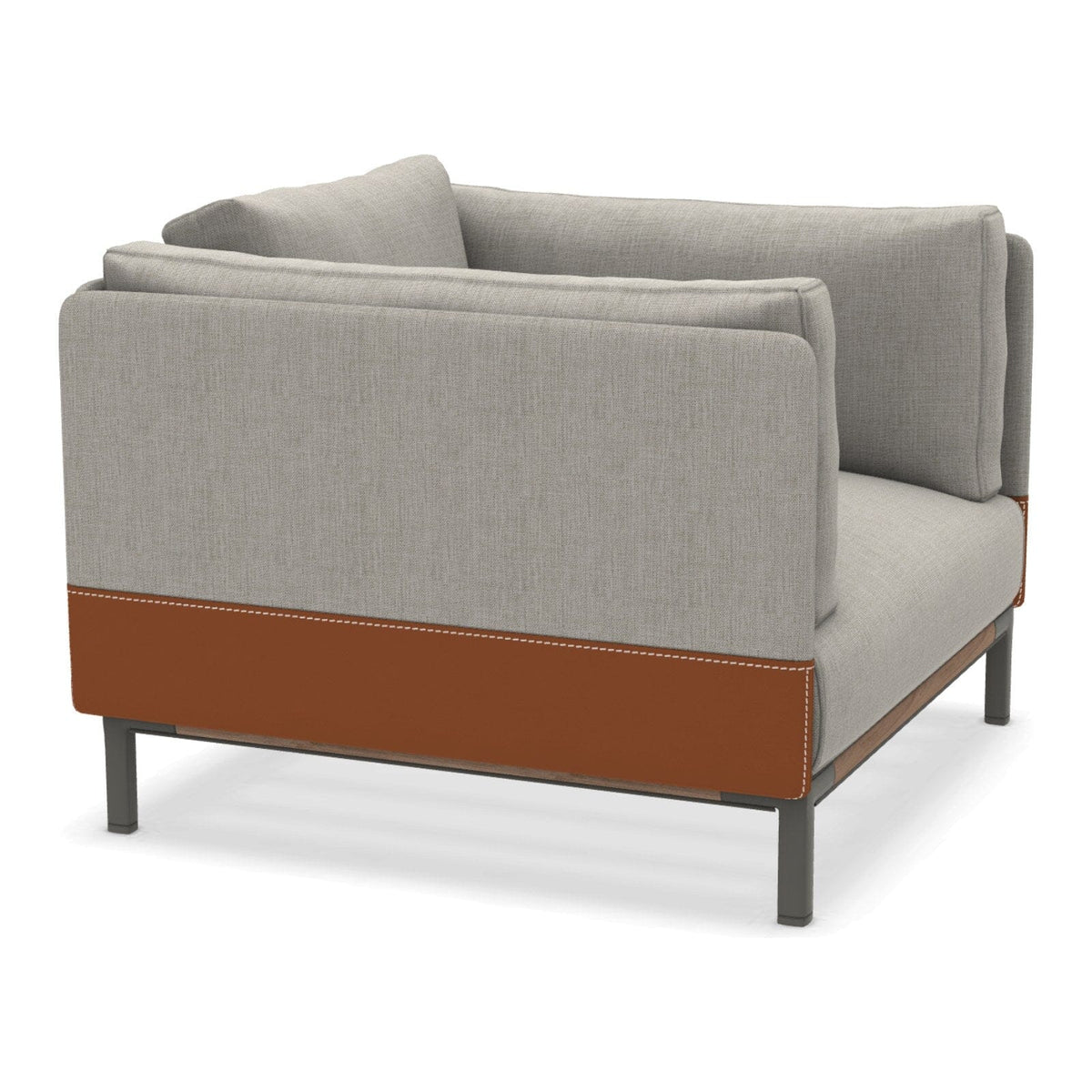 Ethimo Baia Fauteuil Club Lounge avec coussins Alu Mud Grey + Teak Linen / Faux Leather 