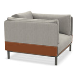 Ethimo Baia Fauteuil Club Lounge avec coussins Alu Mud Grey + Teak Linen / Faux Leather 