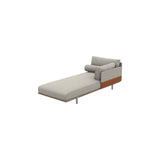 Ethimo Baia Méridienne gauche/droit Alu Silver + Teak Linen / Faux Leather Gauche