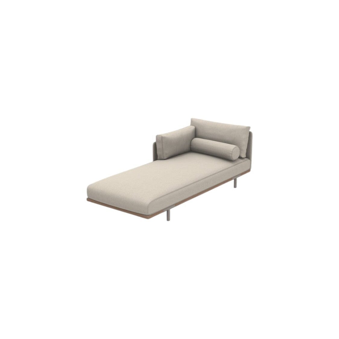 Ethimo Baia Méridienne gauche/droit Alu Silver + Teak Maiorca Droit