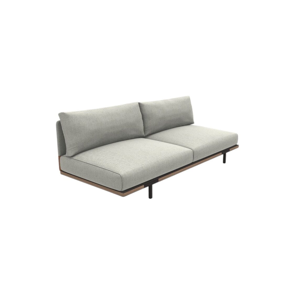 Ethimo Baia Module central XL Alu Carbon + Teak Linen / Faux Leather 