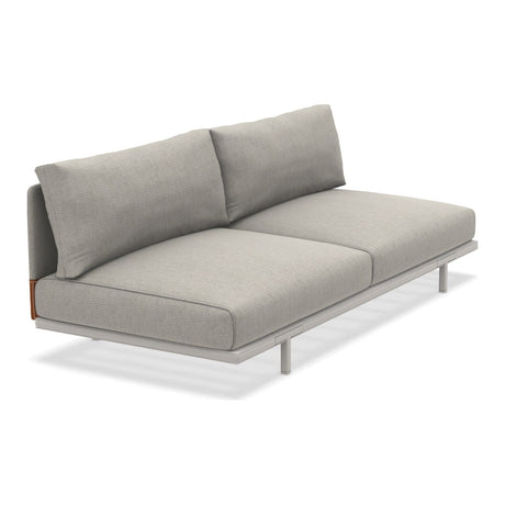 Ethimo Baia Module central XL avec coussins Alu Limestone White Linen / Faux Leather 