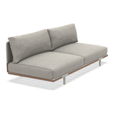 Ethimo Baia Module central XL avec coussins Alu Limestone White + Teak Linen / Faux Leather 