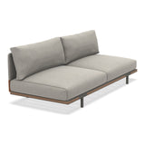 Ethimo Baia Module central XL avec coussins Alu Mud Grey + Teak Linen / Faux Leather 