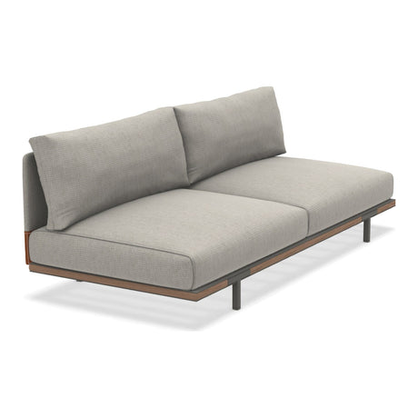 Ethimo Baia Module central XL avec coussins Alu Mud Grey + Teak Linen / Faux Leather 