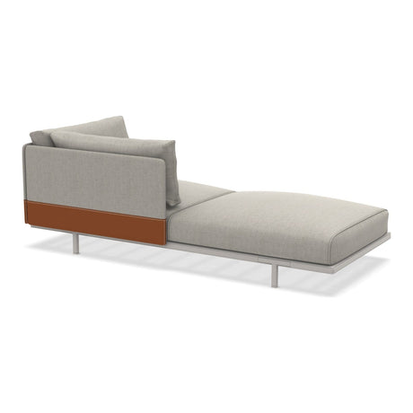 Ethimo Baia Module Chaise longue gauche/droite avec coussins Alu Limestone White Linen / Faux Leather Droit
