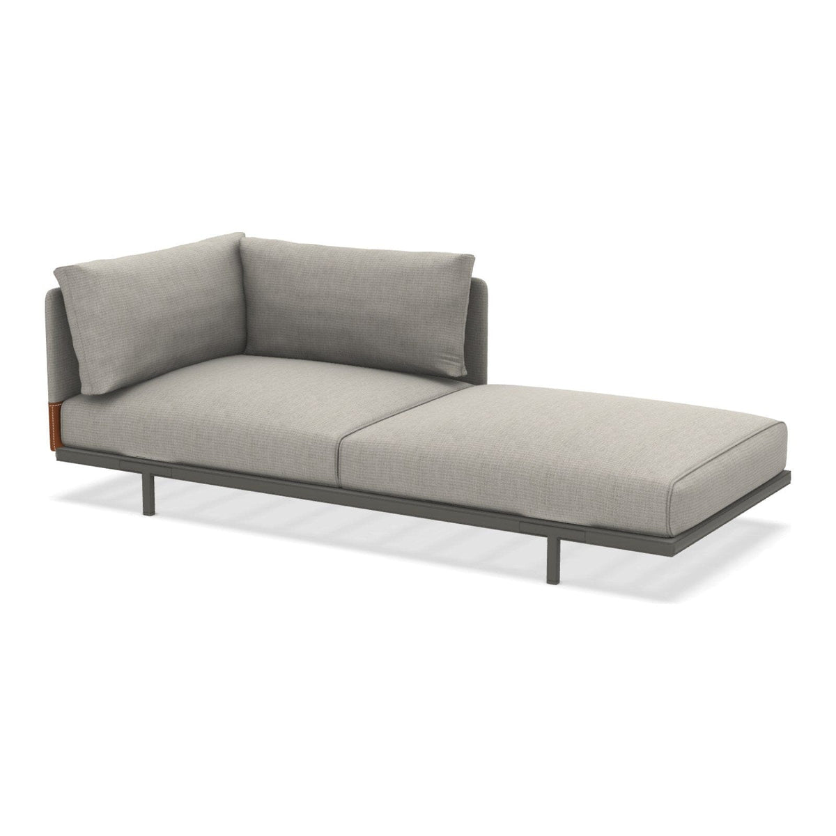 Ethimo Baia Module Chaise longue gauche/droite avec coussins Alu Mud Grey Linen / Faux Leather Gauche