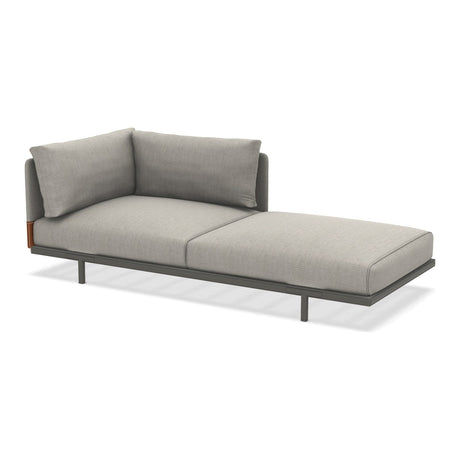 Ethimo Baia Module Chaise longue gauche/droite avec coussins Alu Mud Grey Linen / Faux Leather Gauche