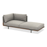 Ethimo Baia Module Chaise longue gauche/droite avec coussins Alu Mud Grey + Teak Linen / Faux Leather Gauche