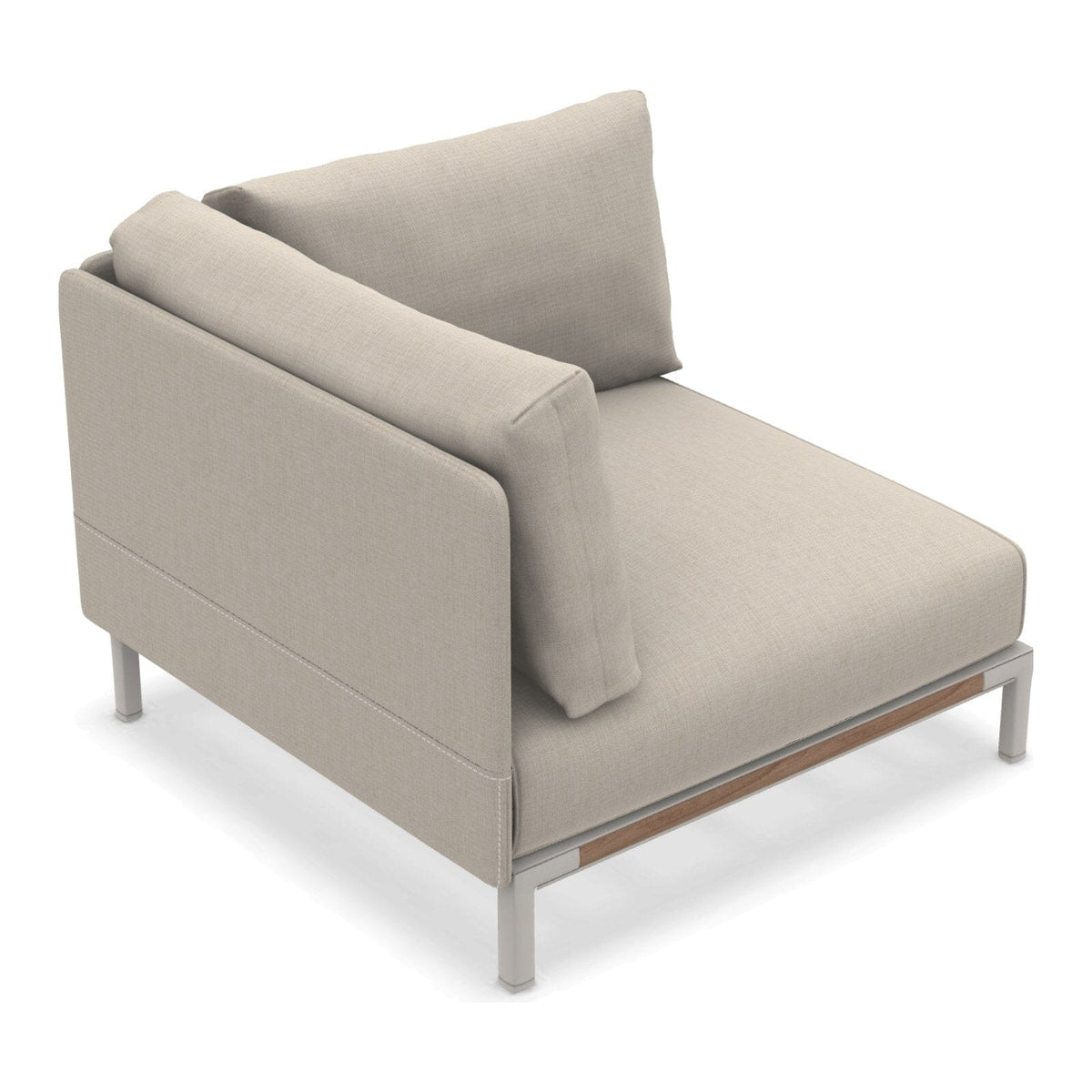 Ethimo Baia Module d'angle avec coussins Alu Limestone White + Teak Maiorca 