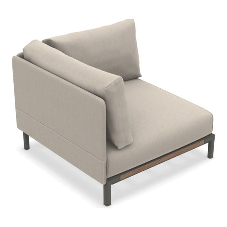 Ethimo Baia Module d'angle avec coussins Alu Mud Grey + Teak Maiorca 