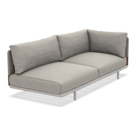 Ethimo Baia Module final 2 places gauche/droite avec coussins Alu Limestone White Linen / Faux Leather Gauche