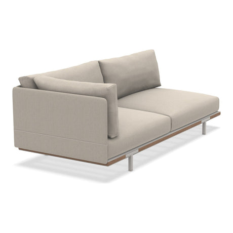 Ethimo Baia Module final 2 places gauche/droite avec coussins Alu Limestone White + Teak Maiorca Droit