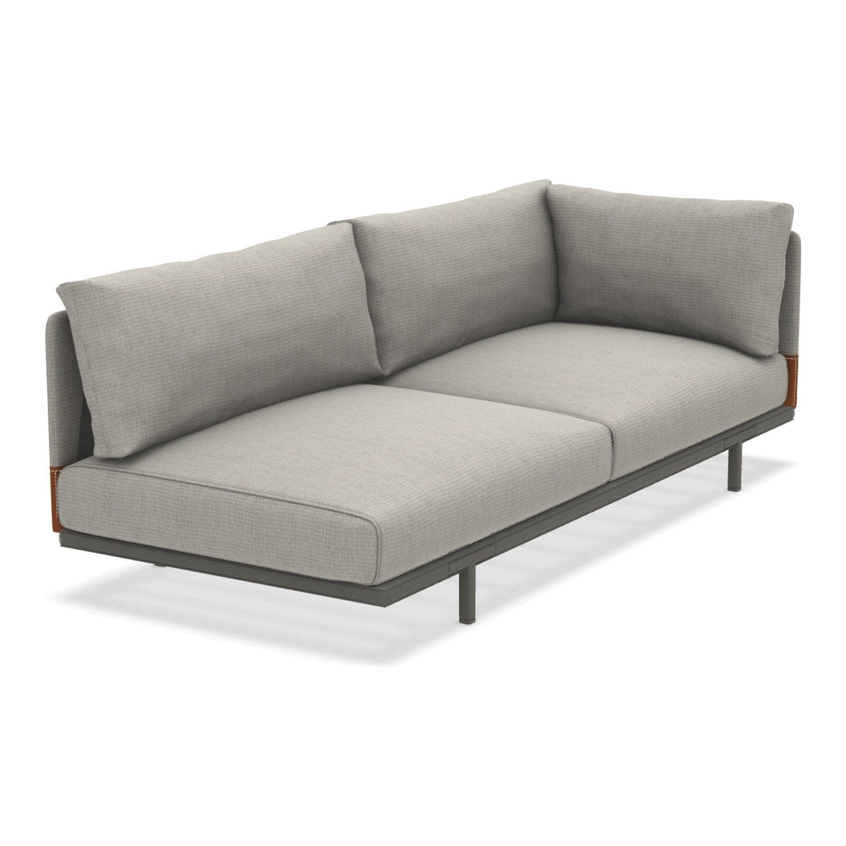 Ethimo Baia Module final 2 places gauche/droite avec coussins Alu Mud Grey Linen / Faux Leather Gauche