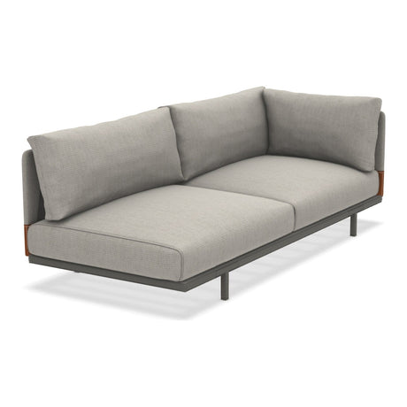 Ethimo Baia Module final 2 places gauche/droite avec coussins Alu Mud Grey Linen / Faux Leather Gauche
