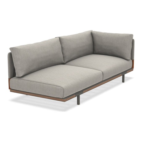 Ethimo Baia Module final 2 places gauche/droite avec coussins Alu Mud Grey + Teak Linen / Faux Leather Gauche