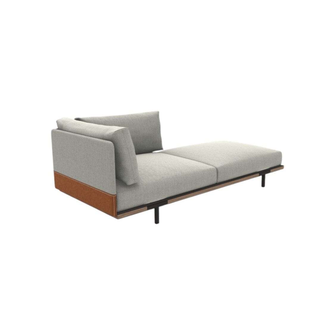 Ethimo Baia Module Lounge gauche/droit Alu Carbon + Teak Linen / Faux Leather Gauche