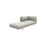 Ethimo Baia Module Lounge gauche/droit Alu Silver + Teak Linen / Faux Leather Droit
