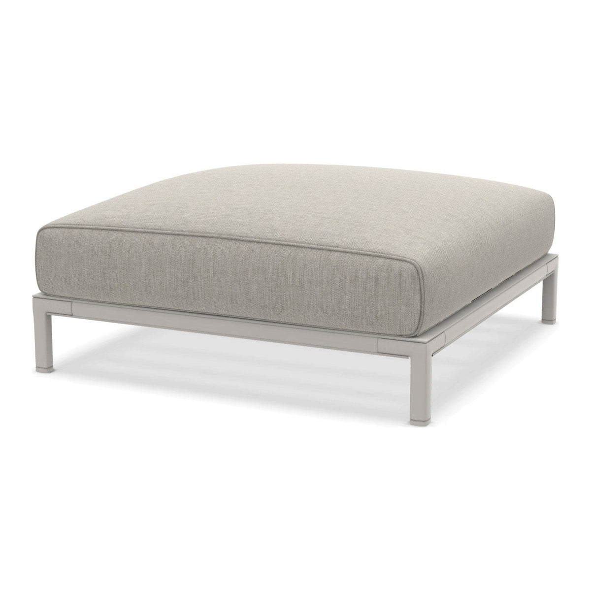 Ethimo Baia Pouf 90x90cm avec coussin Alu Limestone White Linen 
