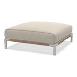 Ethimo Baia Pouf 90x90cm avec coussin Alu Limestone White + Teak Maiorca 