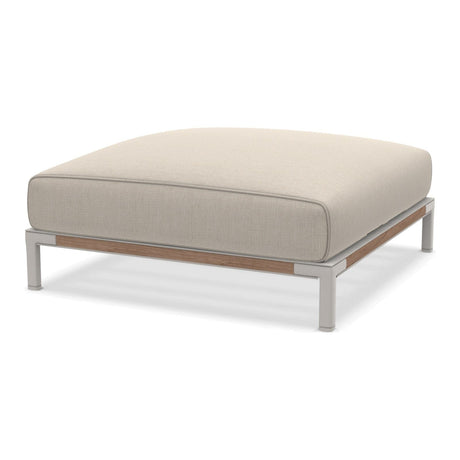 Ethimo Baia Pouf 90x90cm avec coussin Alu Limestone White + Teak Navy 