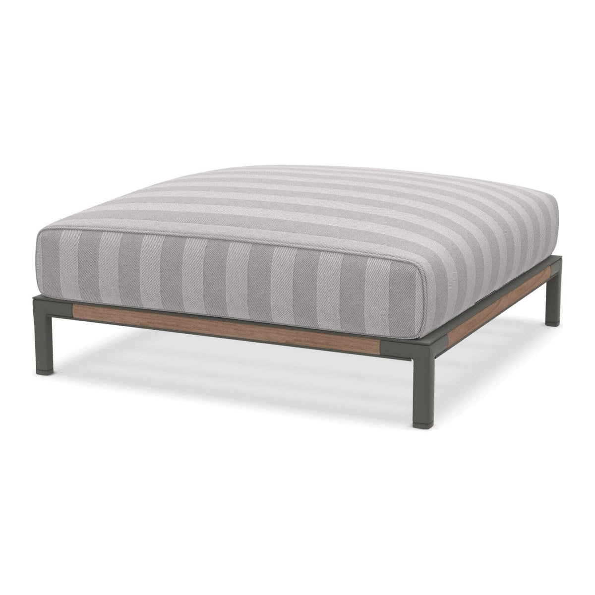 Ethimo Baia Pouf 90x90cm avec coussin Alu Mud Grey + Teak Cruise 