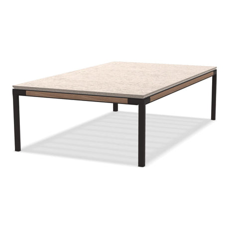 Ethimo Baia Table basse 150x90cm h:43cm Alu Carbon + Teak Lavastone Bone White 