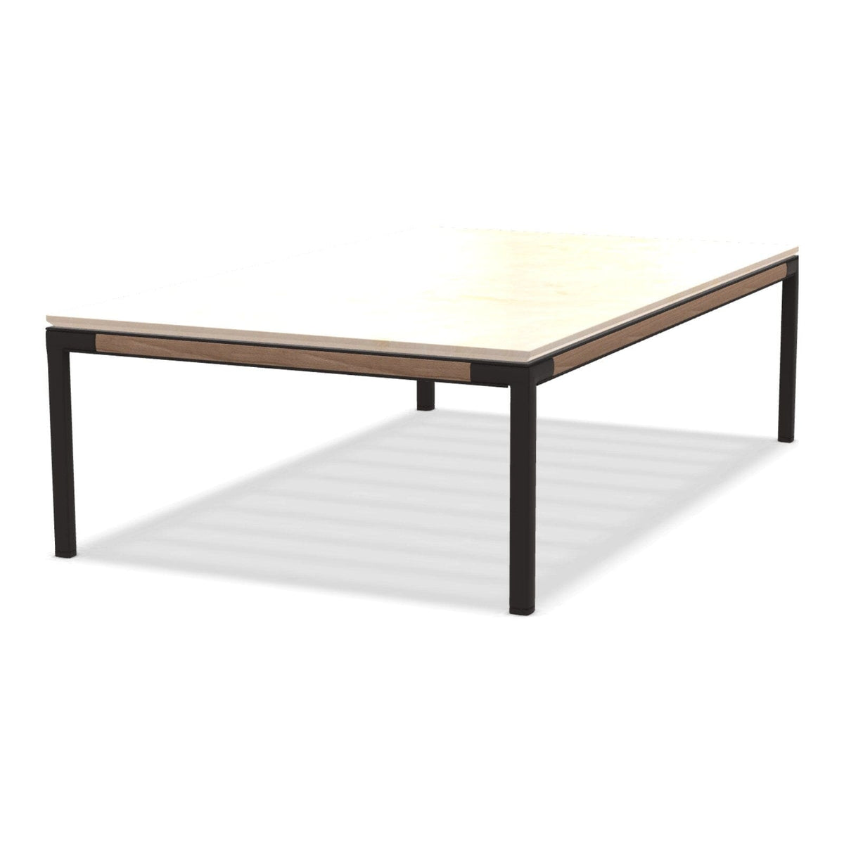 Ethimo Baia Table basse 150x90cm h:43cm Alu Carbon + Teak Travertino Matt 