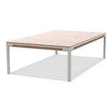Ethimo Baia Table basse 150x90cm h:43cm Alu Limestone White + Teak Lavastone Bone White 