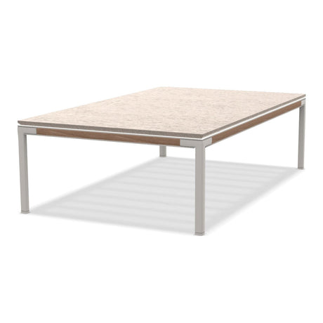 Ethimo Baia Table basse 150x90cm h:43cm Alu Limestone White + Teak Lavastone Bone White 