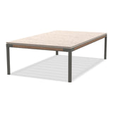 Ethimo Baia Table basse 150x90cm h:43cm Alu Mud Grey + Teak Lavastone Bone White 