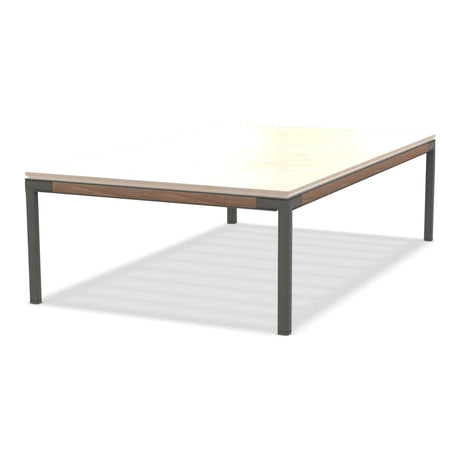 Ethimo Baia Table basse 150x90cm h:43cm Alu Mud Grey + Teak Travertino Matt 