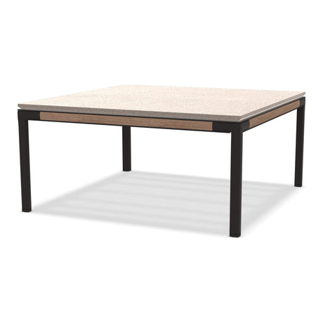 Ethimo Baia Table basse 90x90cm h:43cm Alu Carbon + Teak Lavastone Bone White 