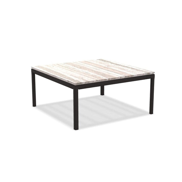 Ethimo Baia Table basse 90x90cm h:43cm Alu Carbon Travertino Silver 