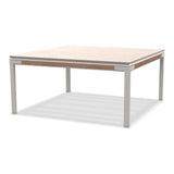 Ethimo Baia Table basse 90x90cm h:43cm Alu Limestone White + Teak Lavastone Bone White 