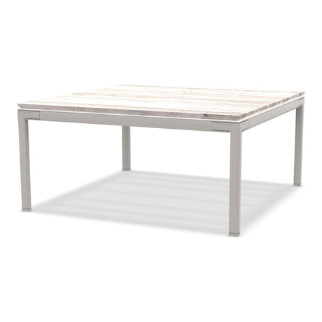 Ethimo Baia Table basse 90x90cm h:43cm Alu Limestone White Travertino Silver 
