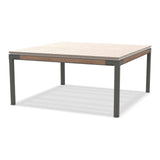 Ethimo Baia Table basse 90x90cm h:43cm Alu Mud Grey + Teak Lavastone Bone White 