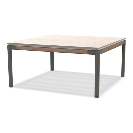 Ethimo Baia Table basse 90x90cm h:43cm Alu Mud Grey + Teak Lavastone Bone White 