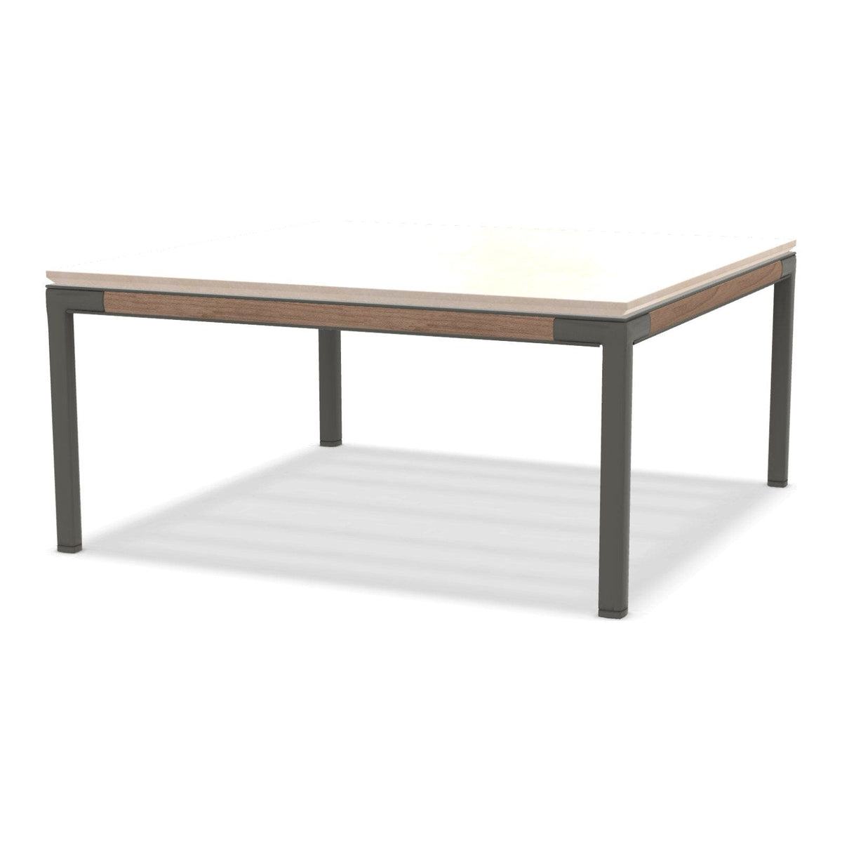 Ethimo Baia Table basse 90x90cm h:43cm Alu Mud Grey + Teak Travertino Matt 