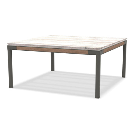 Ethimo Baia Table basse 90x90cm h:43cm Alu Mud Grey + Teak Travertino Silver 