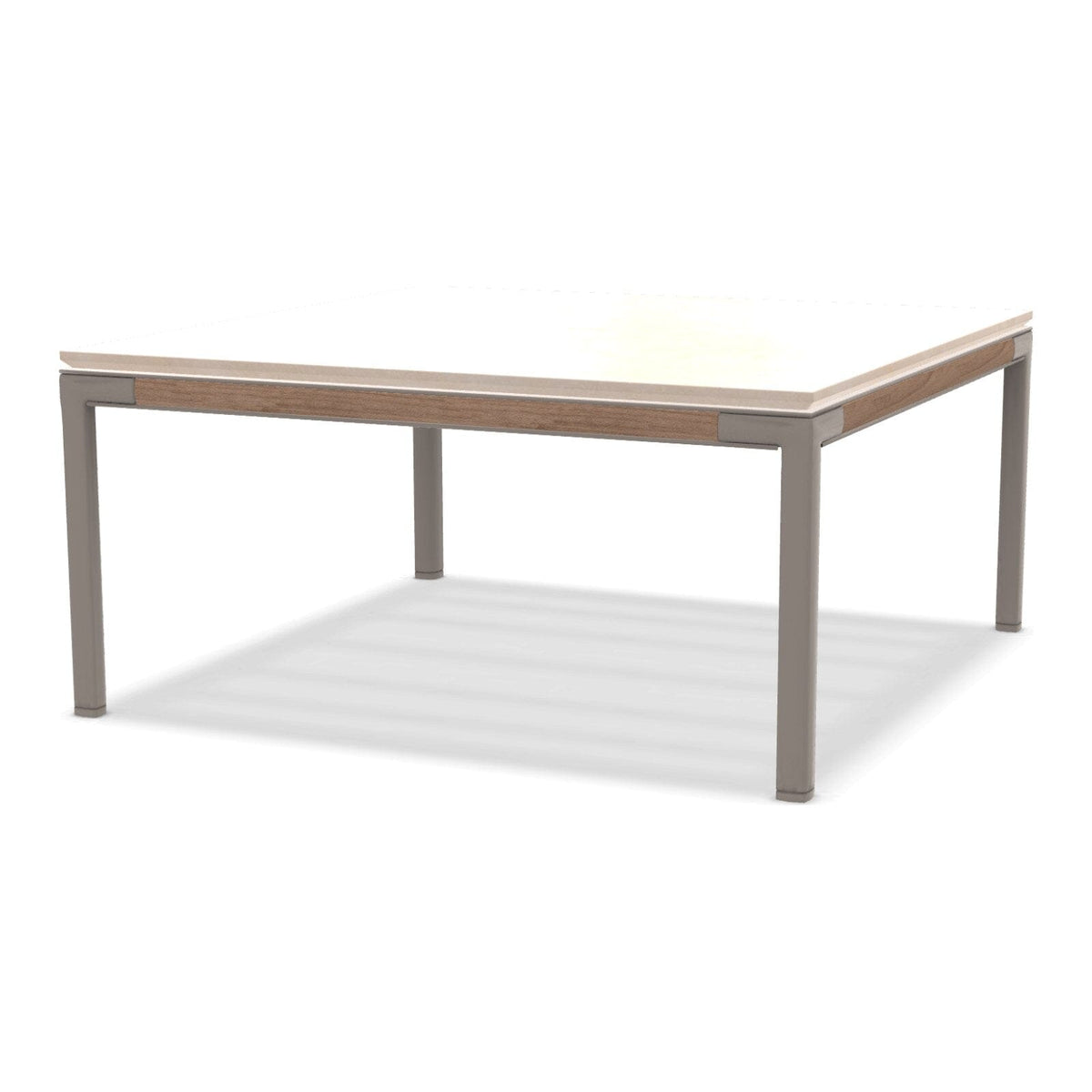 Ethimo Baia Table basse 90x90cm h:43cm Alu Silver + Teak Travertino Matt 